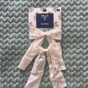 Roller Rabbit White Lace Ribbon Hair Bows for Kids